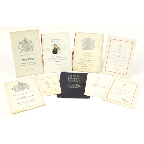 3882 - Royal interest ephemera including Guildhall silver jubilee luncheon menu, St Paul's Cathedral Queen'... 