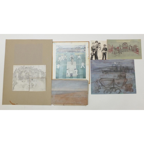 3071 - Alfred Daniels - Collection of preliminary sketches and paintings including TUC studies for mural ti... 