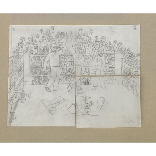 3071 - Alfred Daniels - Collection of preliminary sketches and paintings including TUC studies for mural ti... 