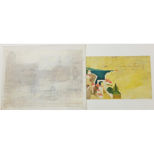 3071 - Alfred Daniels - Collection of preliminary sketches and paintings including TUC studies for mural ti... 