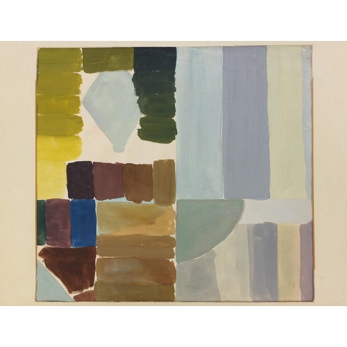 3264 - Manner of Ivan Hitchons - Abstract composition watercolour on paper, signed verso, mounted, unframed... 