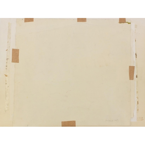 3264 - Manner of Ivan Hitchons - Abstract composition watercolour on paper, signed verso, mounted, unframed... 