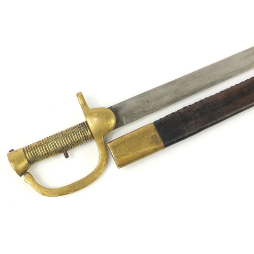 3112 - Military interest Baker rifle bayonet with scabbard,  impressed OSBORNE to the spine and numbered 30... 