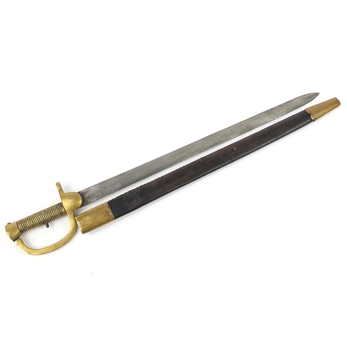 3112 - Military interest Baker rifle bayonet with scabbard,  impressed OSBORNE to the spine and numbered 30... 