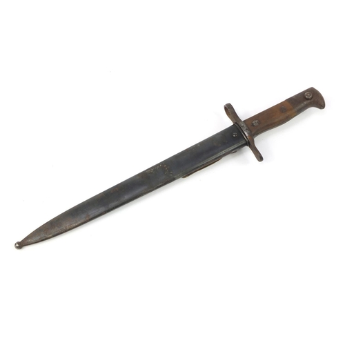 3534 - Swiss military interest M1889 bayonet with scabbard by Maschinenfabrick Bern, impressed 105657 to th... 