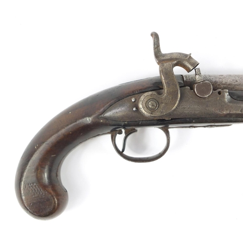 3117 - Early 19th century percussion cap pistol by Griffin & Tow of London, impressed proof marks to the ba... 