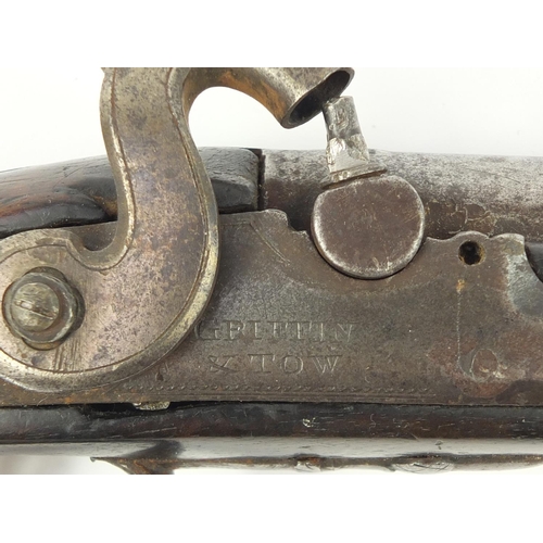 3117 - Early 19th century percussion cap pistol by Griffin & Tow of London, impressed proof marks to the ba... 