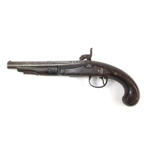 3117 - Early 19th century percussion cap pistol by Griffin & Tow of London, impressed proof marks to the ba... 