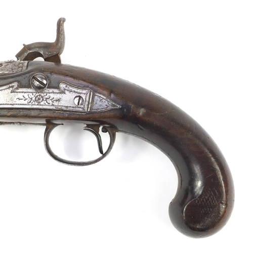 3117 - Early 19th century percussion cap pistol by Griffin & Tow of London, impressed proof marks to the ba... 