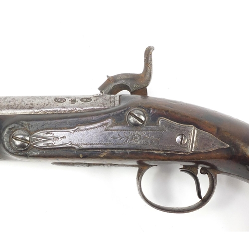 3117 - Early 19th century percussion cap pistol by Griffin & Tow of London, impressed proof marks to the ba... 