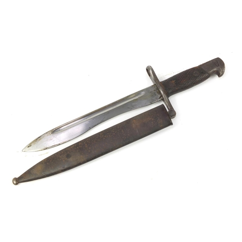 3421 - Spanish military interest 1941 Mauser bayonet with scabbard, impressed Toledo and numbered 6998 to t... 