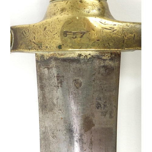 3778 - French Civil war 1832 foot artillery sword with scabbard by Thiebatt numbered 657 and 449, 65cm in l... 