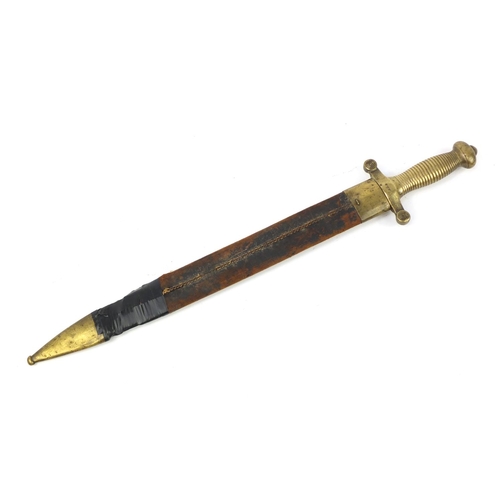 3778 - French Civil war 1832 foot artillery sword with scabbard by Thiebatt numbered 657 and 449, 65cm in l... 