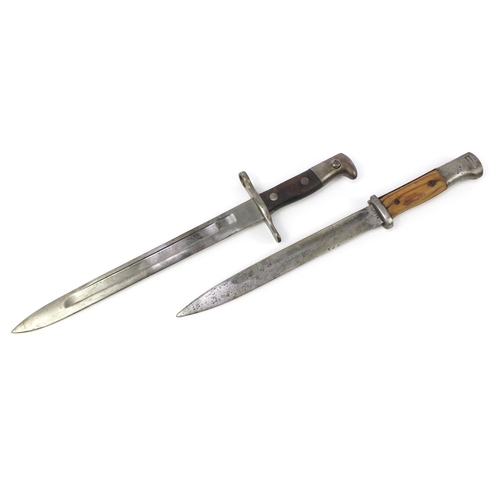 3294 - German military interest S/176G bayonet and a German made Swiss M1899 example by Waffenfabrik Neuhau... 