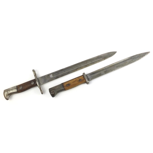 3294 - German military interest S/176G bayonet and a German made Swiss M1899 example by Waffenfabrik Neuhau... 