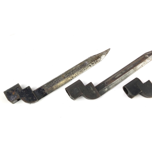 3536 - Three British military NO9 socket bayonets, two with impressed marks, each 26cm in length