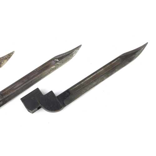 3536 - Three British military NO9 socket bayonets, two with impressed marks, each 26cm in length