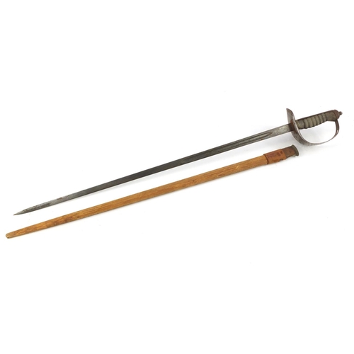 3633 - George V British military 1897 pattern Infantry Officer's sword with scabbard and etched steel blade... 