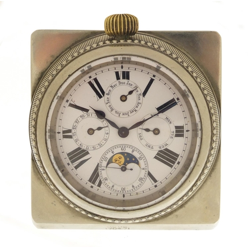 3978 - Early 20th century Goliath pocket watch/ desk timepiece with calendar, RD number 170471 and numbered... 