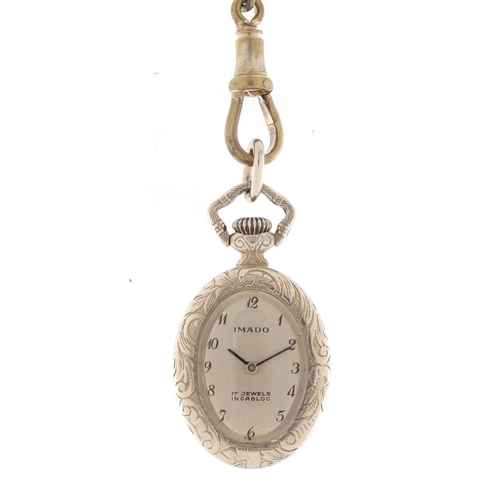 4243 - Ladies silver Imado fob watch, the dial 20mm x 18mm
