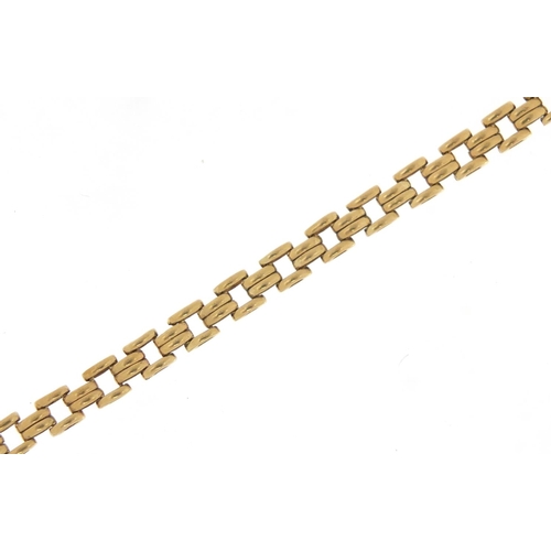 3861 - 9ct gold gatelink bracelet, 9cm in length, 7.5g