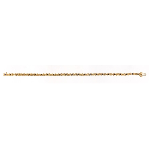 4126 - 9ct gold sapphire and diamond bracelet, 18cm in length, 6.9g