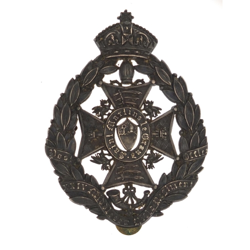 3414 - Victorian British military Middlesex Rifle Regiment helmet plate, 10cm x 7.5cm