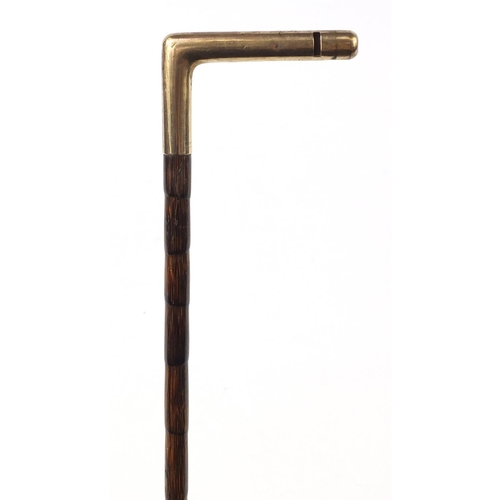 3009 - Good Edwardian 9ct gold whistle topped walking stick by J C Vickery of Regent Street, London 1906, r... 