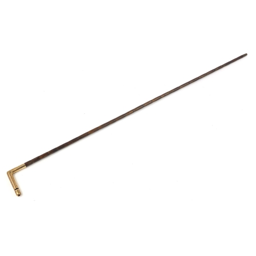 3009 - Good Edwardian 9ct gold whistle topped walking stick by J C Vickery of Regent Street, London 1906, r... 
