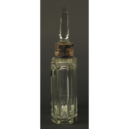 3653 - Oversized Art Deco glass scent bottle with Continental silver collar, 26cm high