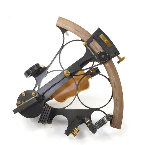 3504 - Victorian sextant with lenses and mahogany case by J Coombes, the sextant engraved G L Davidson RN, ... 