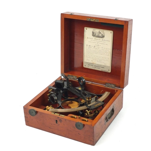 3504 - Victorian sextant with lenses and mahogany case by J Coombes, the sextant engraved G L Davidson RN, ... 