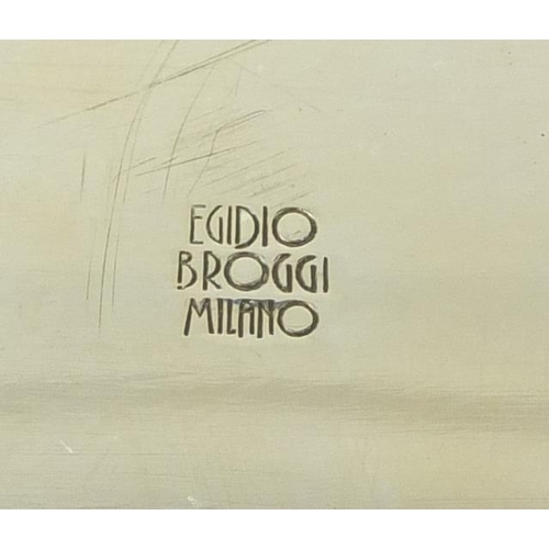 3497 - Contemporary Italian silver plated serving tray with naturalistic handles and border by Egidio Brogg... 