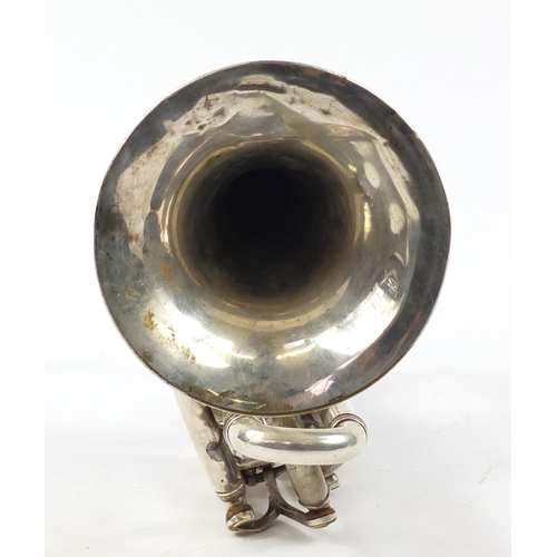 3465 - Silver plated R De Lacy trumpet with mouthpiece and case