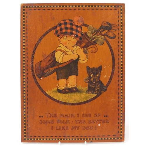 3339 - Vintage Mabel Lucie Attwell design Scottish golfer and his dog advertising panel with verse , Raphae... 