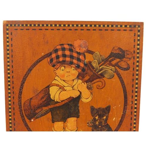 3339 - Vintage Mabel Lucie Attwell design Scottish golfer and his dog advertising panel with verse , Raphae... 