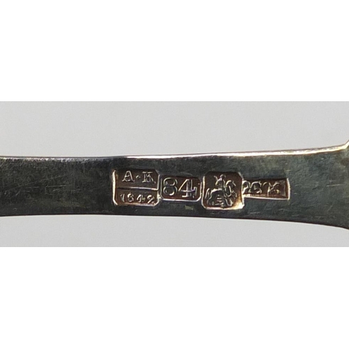 3020 - Russian silver gilt and niello work spoon, possibly by Alexander Neordert Gotkovski, St Petersburg 1... 
