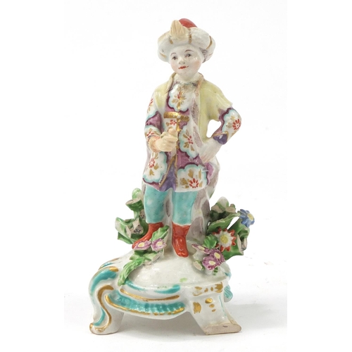 3370 - 18th century Derby Ottoman porcelain figure of a Turkish boy, 14.5cm high