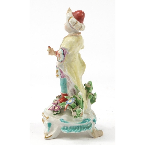 3370 - 18th century Derby Ottoman porcelain figure of a Turkish boy, 14.5cm high