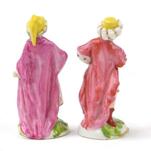 3371 - Two 18th century Derby Ottoman figures of Turkish people, the largest 9cm high