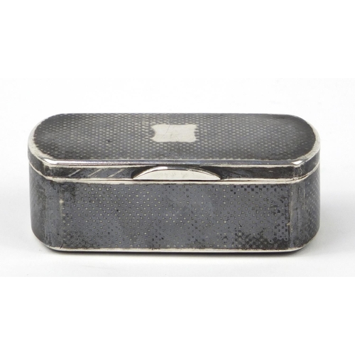 3019 - Russian silver niello work snuff box with hinged lid, NN maker's mark, 1867, 8cm wide, 83.6g