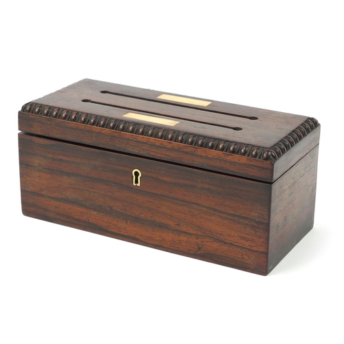 3997 - Victorian rosewood letter box, 10.5cm H x 23cm W x 10cm D