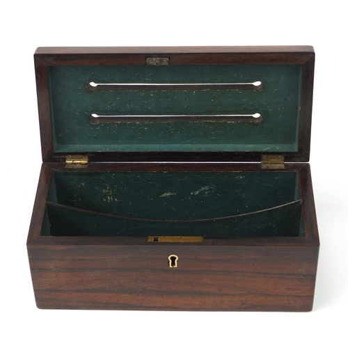 3997 - Victorian rosewood letter box, 10.5cm H x 23cm W x 10cm D