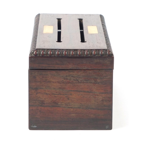 3997 - Victorian rosewood letter box, 10.5cm H x 23cm W x 10cm D