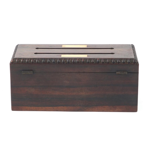 3997 - Victorian rosewood letter box, 10.5cm H x 23cm W x 10cm D