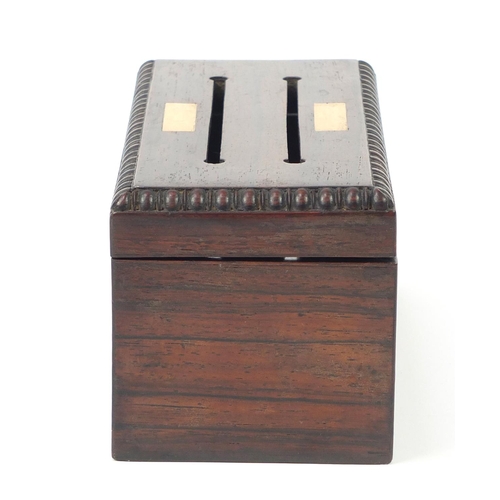 3997 - Victorian rosewood letter box, 10.5cm H x 23cm W x 10cm D