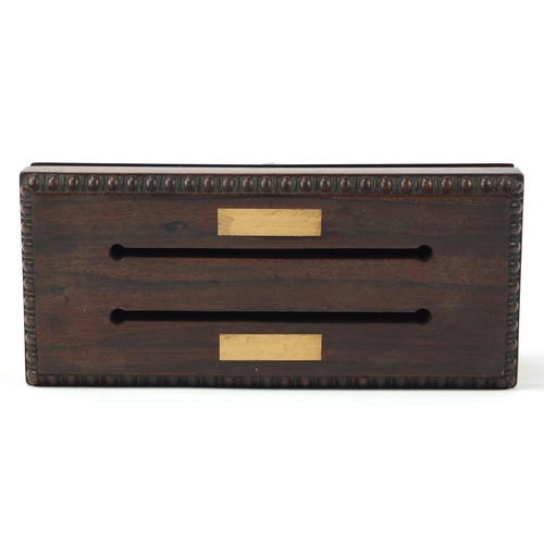 3997 - Victorian rosewood letter box, 10.5cm H x 23cm W x 10cm D