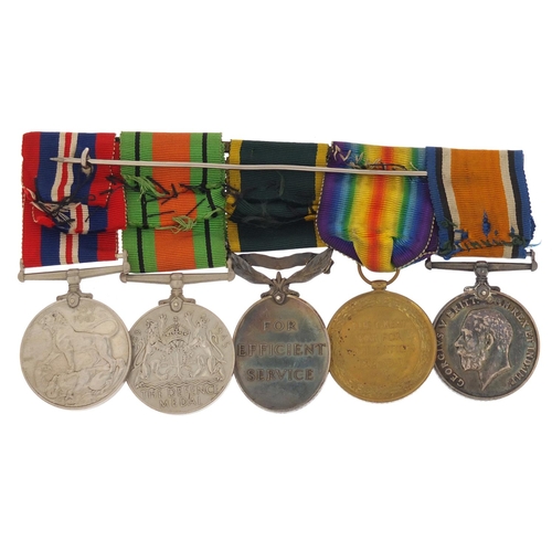 3519 - British military World War I and World War II five medal group including Victory medal awarded to 22... 