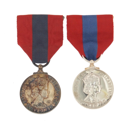 3286 - Two Elizabeth II Imperial Service medals with fitted cases awarded to Robert Young and Leslie Regina... 