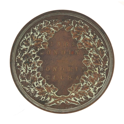 3314 - Victorian 1862 London International Exhibition bronze prize medal, 7.5cm in diameter